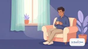 A relaxed young man at ease — blue balls is harmless and passes on its own