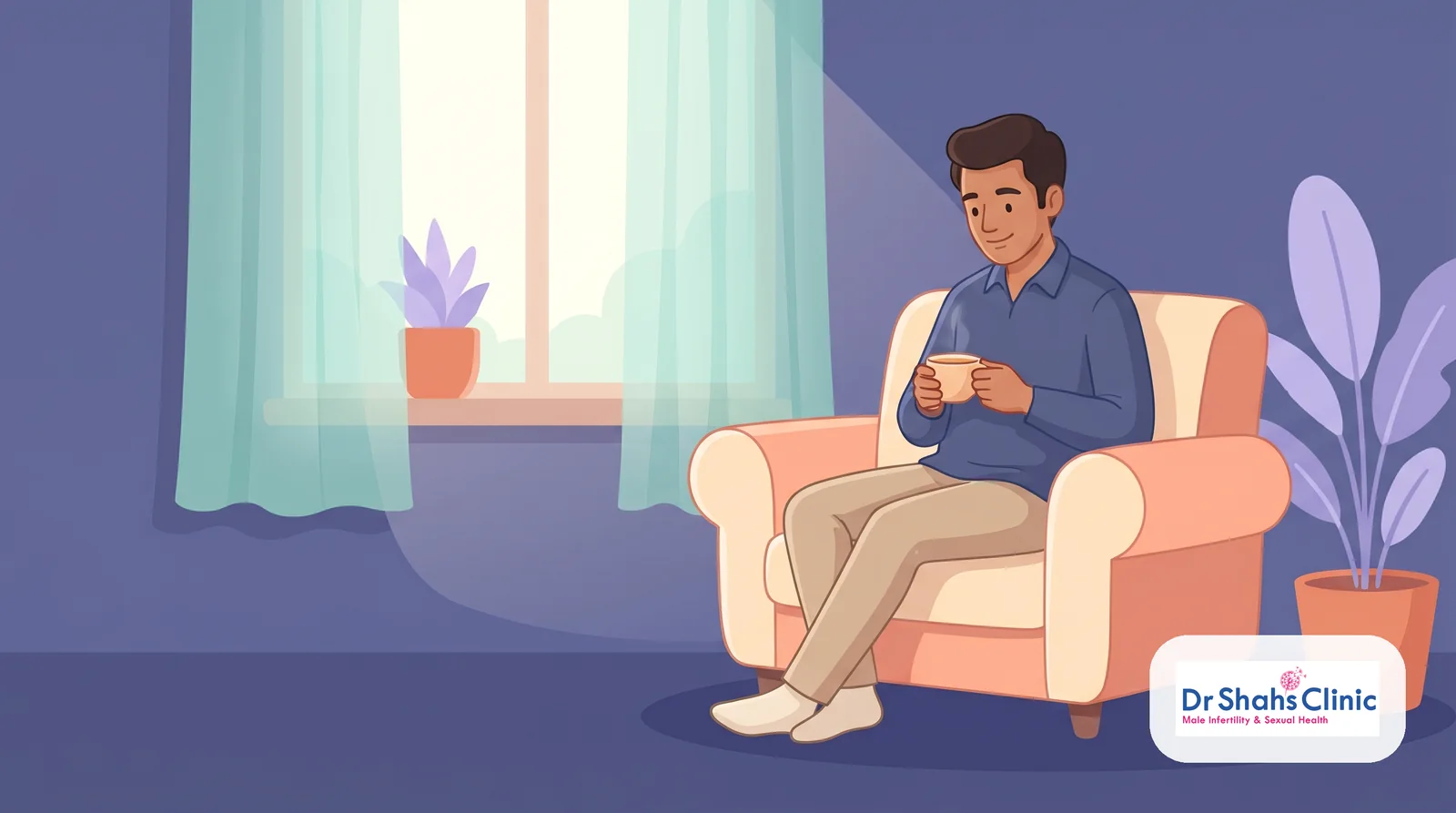A relaxed young man at ease — blue balls is harmless and passes on its own