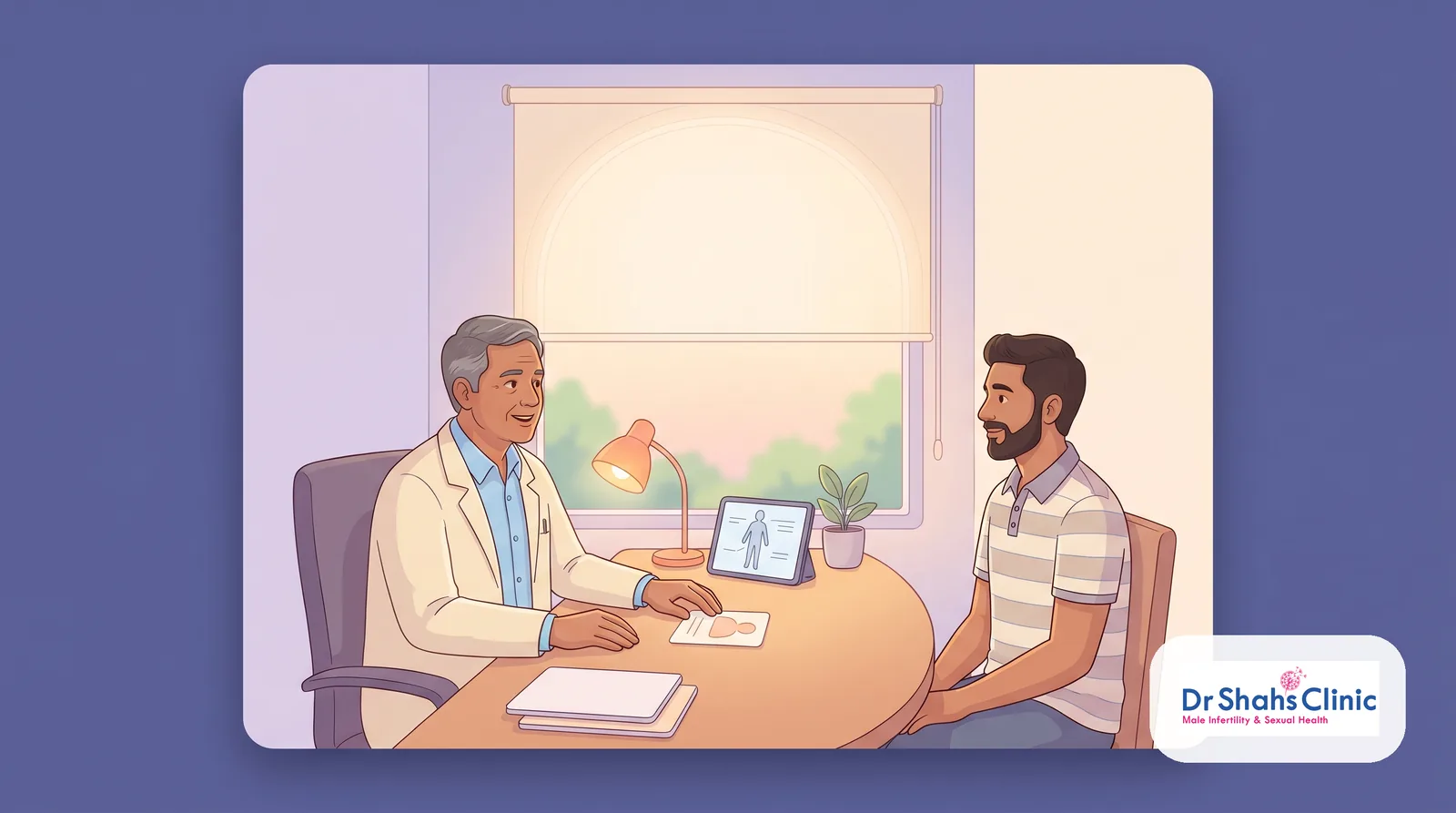 Gonorrhea treatment in men — a worried young man deciding to get tested and treated