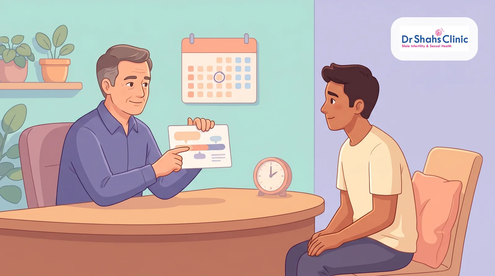 A man in an andrology consultation learning when an HIV test becomes reliable
