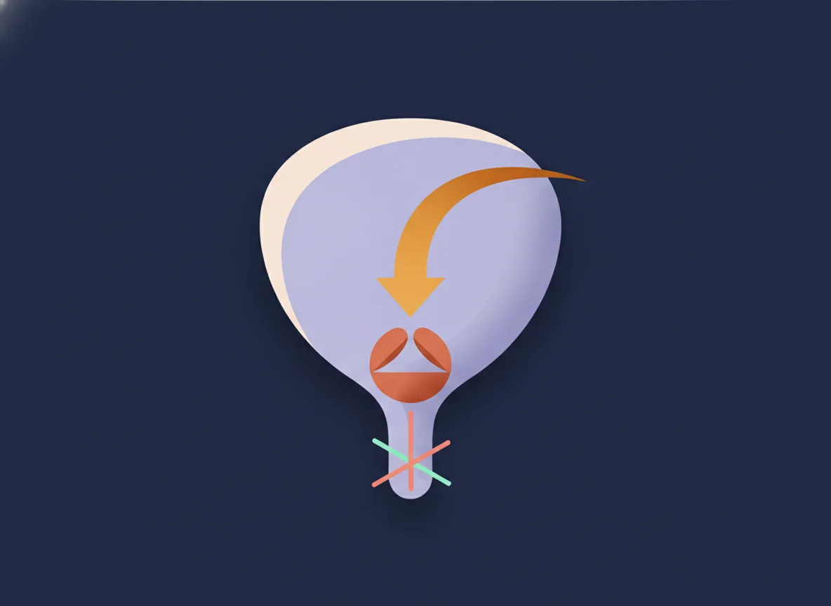 Diagram showing retrograde ejaculation, where the bladder-neck valve stays open and semen flows backward into the bladder instead of forward