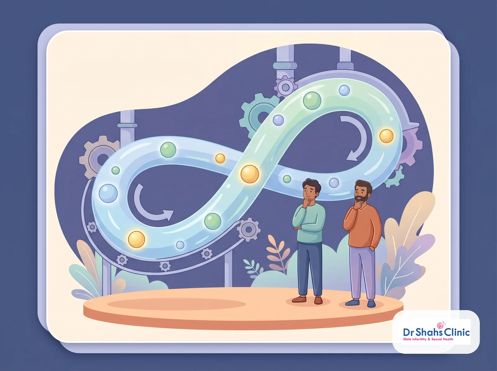Conceptual illustration of continuous sperm production that replenishes and never runs out