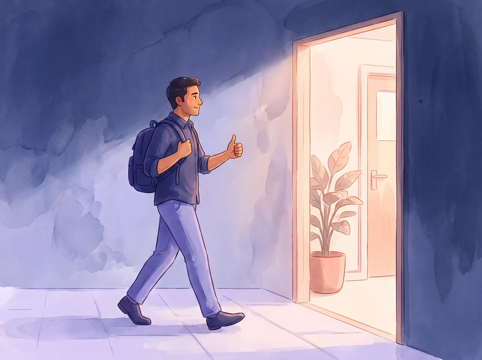 A friendly cartoon of a relatable Indian man confidently walking into a welcoming clinic to get tested, conveying that STD testing is a calm, healthy step
