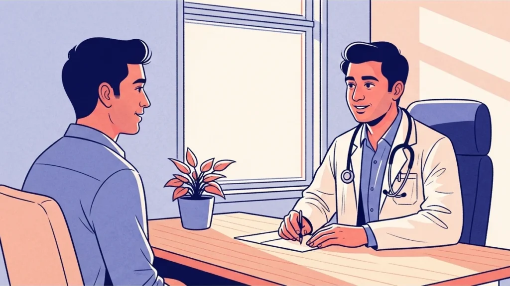 A man discussing balanitis symptoms with an andrologist in a Chennai consulting room