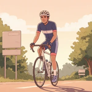 Healthy man riding a road bicycle in warm morning light