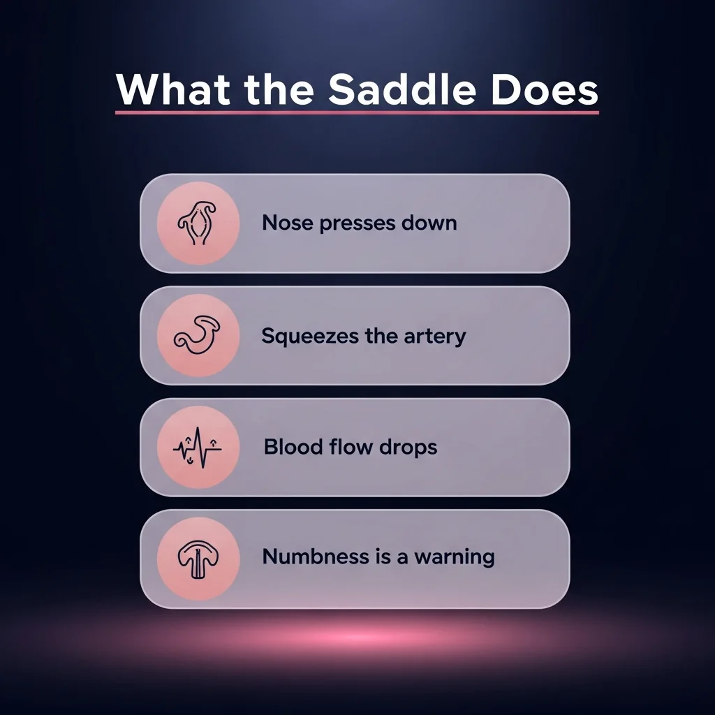 How a bicycle saddle reduces penile blood flow