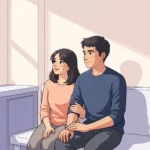 A reassured young couple in a fertility consultation — you usually cannot tell male infertility from the outside